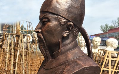 學(xué)校古代歷史名人胸像玻璃鋼仿銅李白雕塑