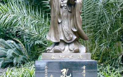 景區(qū)花園玻璃鋼仿銅孔子雕塑