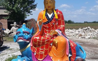 戶外景區大型玻璃鋼彩繪佛像地藏王雕塑