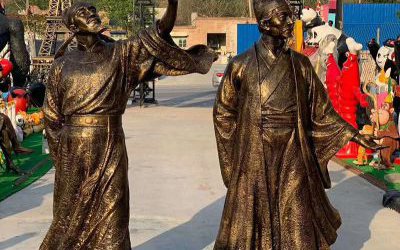 景區(qū)玻璃鋼仿銅古代詩人李白，杜甫雕塑