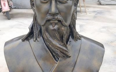 校園里擺放的胸像玻璃鋼仿銅魯班雕塑