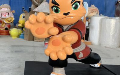 游樂場擺放玻璃鋼卡通功夫老虎造型雕塑