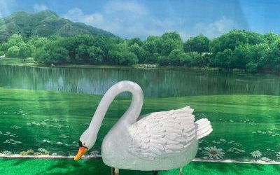 景區(qū)拍照玻璃鋼仿真動物天鵝雕塑