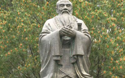 校園古代思想家玻璃鋼仿銅孔子雕塑