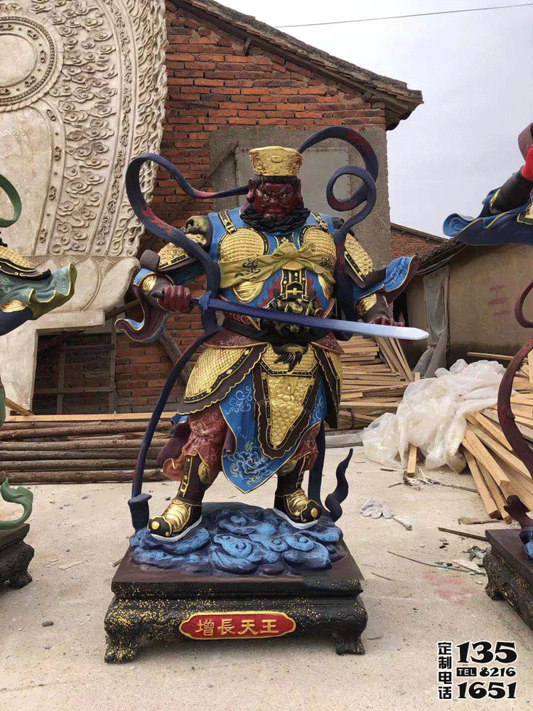 寺廟玻璃鋼彩繪增長(zhǎng)天王雕塑