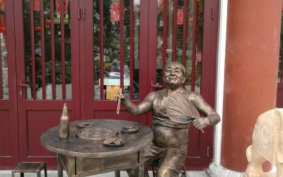 玻璃鋼仿銅民俗情景小品吃火鍋的人物雕塑