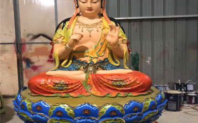 景區玻璃鋼彩繪寺廟供奉神佛三圣雕塑