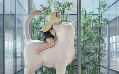 室內(nèi)創(chuàng)意玻璃鋼卡通貓雕塑