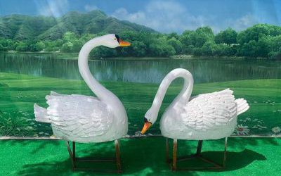 景區玻璃鋼仿真動物天鵝雕塑