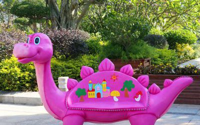 兒童游樂(lè)園室內(nèi)玻璃鋼卡通恐龍動(dòng)物休閑座椅雕塑