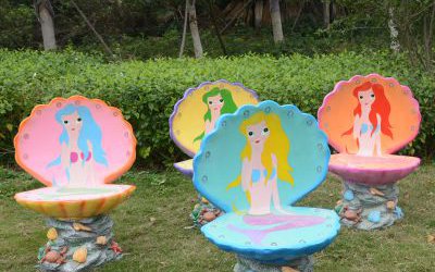 景區(qū)玻璃鋼卡通創(chuàng)意貝殼座椅雕塑