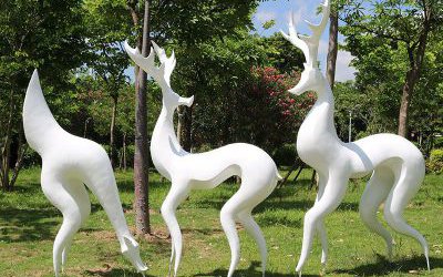 戶外園林景觀裝飾品抽象玻璃鋼梅花鹿雕塑