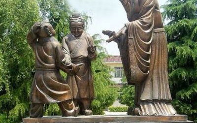 校園提問學(xué)生問題的玻璃鋼仿銅孔子雕塑