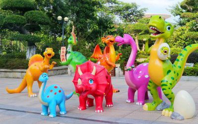 公園景區玻璃鋼彩繪卡通恐龍雕塑