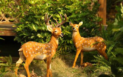 庭院玻璃鋼彩繪創意梅花鹿雕塑
