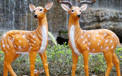 戶外田園玻璃鋼仿真彩繪梅花鹿雕塑