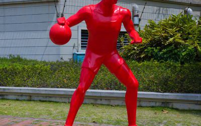 城市街邊擺放玻璃鋼彩繪打籃球戶外運(yùn)動(dòng)景觀擺件雕塑