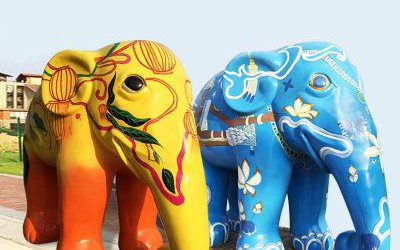 景區(qū)游樂園玻璃鋼彩繪創(chuàng)意大象雕塑