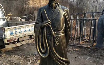 學(xué)院站立拿筆仿銅玻璃鋼王羲之名人雕塑