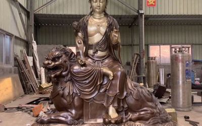 玻璃鋼彩繪菩薩佛像文殊普賢雕塑