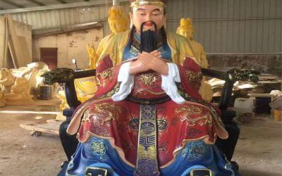 大型玻璃鋼樹(shù)脂彩繪寺廟供奉三官雕塑