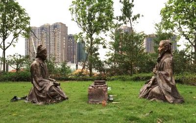 戶外玻璃鋼雕塑仿銅古人物現(xiàn)代廣場(chǎng)公園擺件