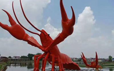 戶外創意玻璃鋼仿真動物龍蝦雕塑
