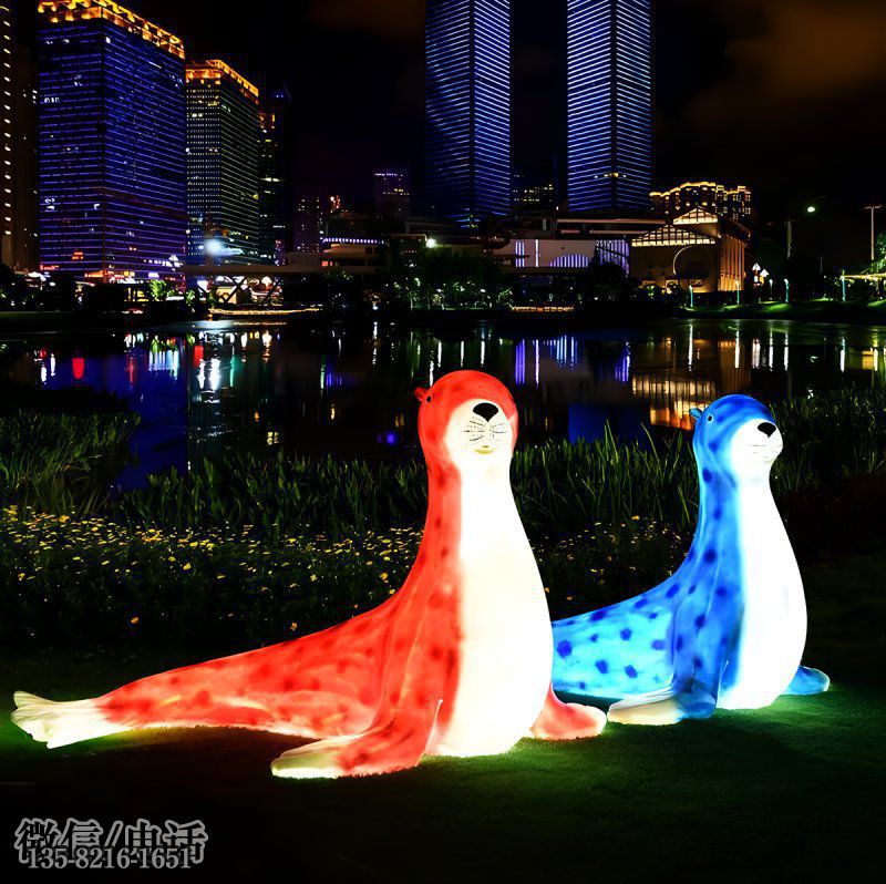 玻璃鋼發光海豹雕塑 玻璃鋼發光海豹雕塑